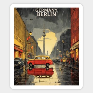 Berlin Germany Rainy Night Tourism Vintage Retro Sticker